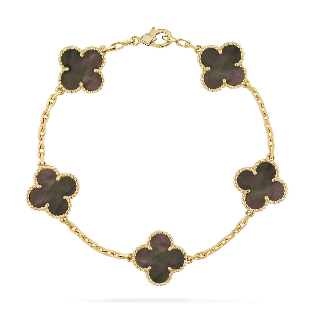 [LUCKY LOVE]CLOVER 5 MOTIF GRAY MOP  BRACELET