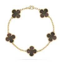 [LUCKY LOVE]CLOVER 5 MOTIF GRAY MOP  BRACELET