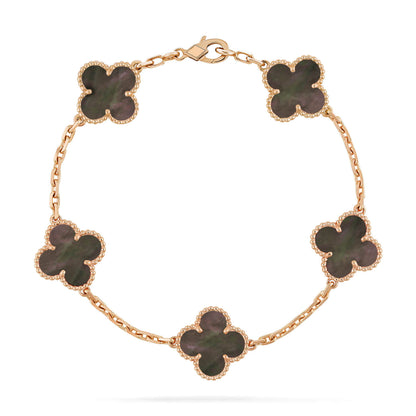 [LUCKY LOVE]CLOVER 5 MOTIF GRAY MOP  BRACELET