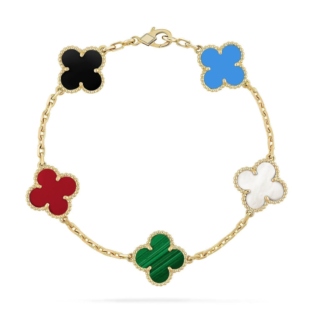 [LUCKY LOVE]CLOVER 5 MOTIFS MULTICOLOR BRACELET