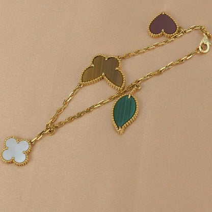 [LUCKY LOVE]LUCKY SPRING 5 MOTIF GOLD BRACELET