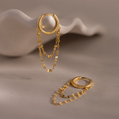 Duo Mirror Chain Huggies