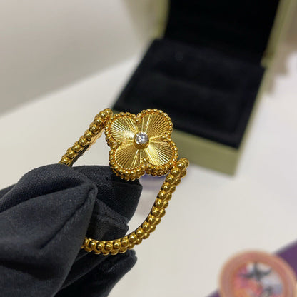 [LUCKY LOVE]CLOVER RIVERSIBLE BLUE AGATE RING