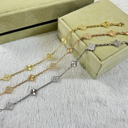 [LUCKY LOVE]CLOVER 6 MOTIF DIAMOND LASER BRACELET