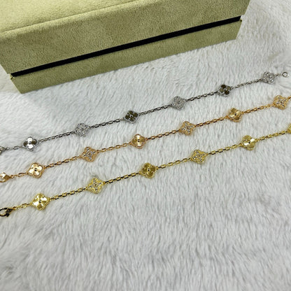 [LUCKY LOVE]CLOVER 6 MOTIF DIAMOND LASER BRACELET