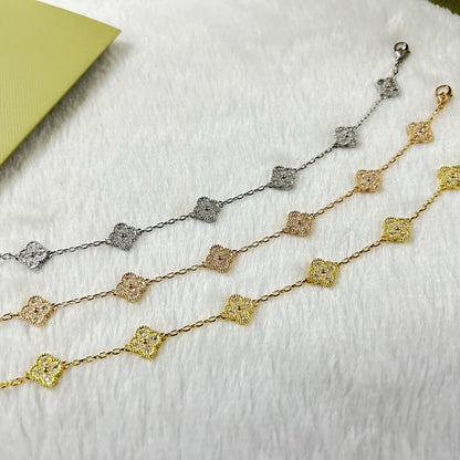 [LUCKY LOVE]CLOVER 6 MOTIF DIAMOND BRACELET