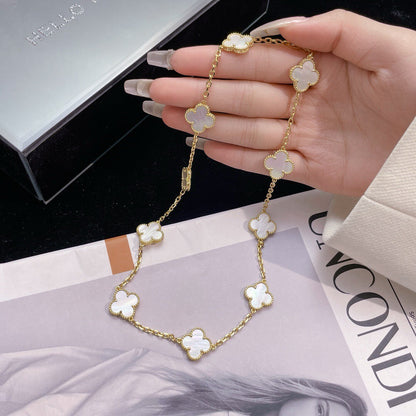 [LUCKY LOVE]CLOVER 10 MOTIFS WHITE MOTHER OF PEARL NECKLACE