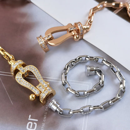 [LUCKY LOVE]FORCE LARGE HORSESHOE CLASP  METAL BRACELET