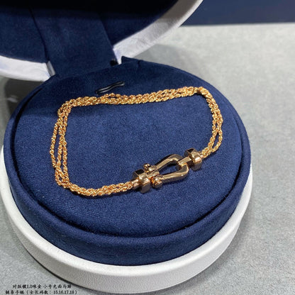 [LUCKY LOVE]FORCE SMALL HORSESHOE  DIAMOND CHAIN ROPE BRACELET