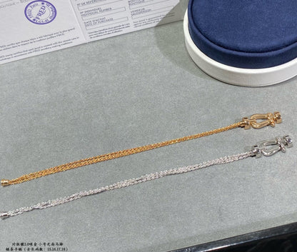 [LUCKY LOVE]FORCE SMALL HORSESHOE  DIAMOND CHAIN ROPE BRACELET