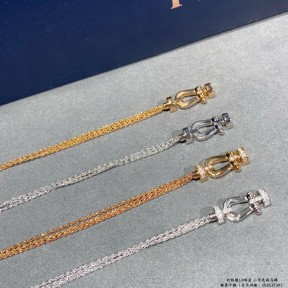 [LUCKY LOVE]FORCE SMALL HORSESHOE  DIAMOND CHAIN ROPE BRACELET