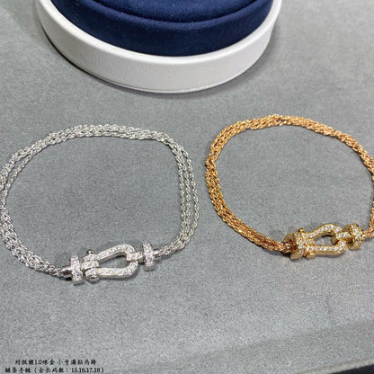 [LUCKY LOVE]FORCE SMALL HORSESHOE  DIAMOND CHAIN ROPE BRACELET