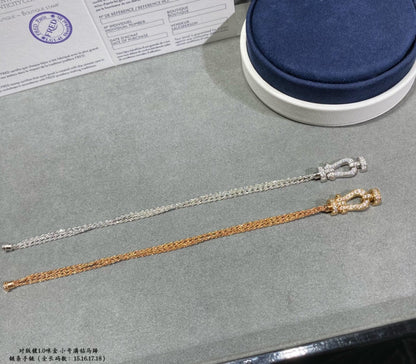 [LUCKY LOVE]FORCE SMALL HORSESHOE  DIAMOND CHAIN ROPE BRACELET