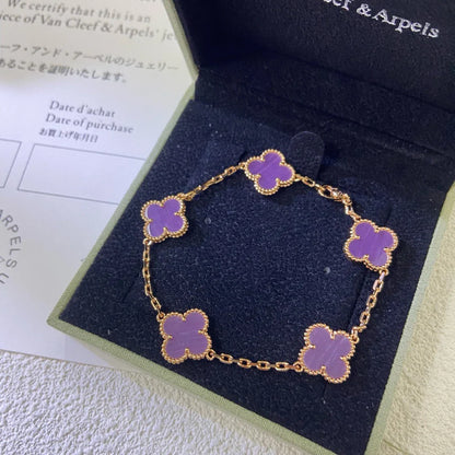 [LUCKY LOVE] CLOVER 5 MOTIF VIOLET BRACELET COLLECTION