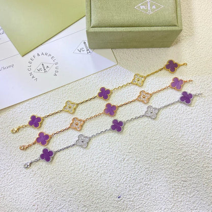 [LUCKY LOVE] CLOVER 5 MOTIF VIOLET BRACELET COLLECTION