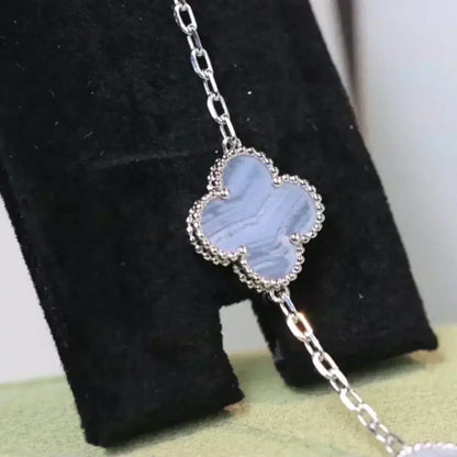 [LUCKY LOVE] CLOVER 5 MOTIF PURPLE CHALCEDONY BRACELET COLLECTION