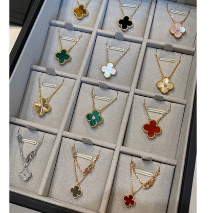 [LUCKY LOVE]CLOVER 15MM LASER NECKLACE SILVER