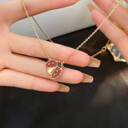 [LUCKY LOVE]LUCKY  CARNELIANS LADYBUG NECKLACE