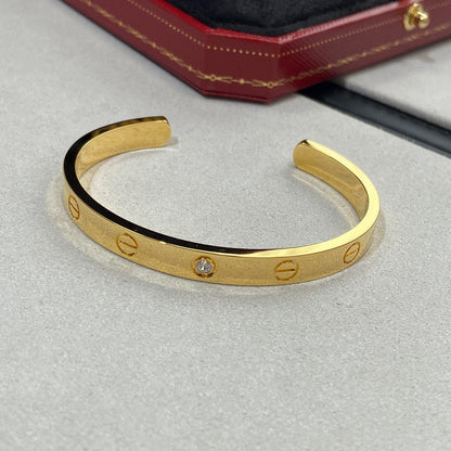[LUCKY LOVE]LOVE BRACELET 6.1MM 1 DIAMOND OPEN CUFF