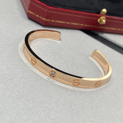 [LUCKY LOVE]LOVE BRACELET 6.1MM 1 DIAMOND OPEN CUFF