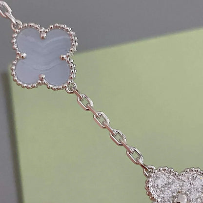 [LUCKY LOVE] CLOVER 5 MOTIF PURPLE CHALCEDONY BRACELET COLLECTION