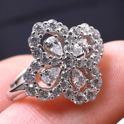 [LUCKY LOVE]LOOP RING FULL MOTIF DIAMOND 16MM SILVE