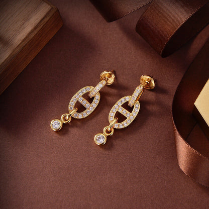 [LUCKY LOVE]HM CHAINE DIAMOND EARRINGS