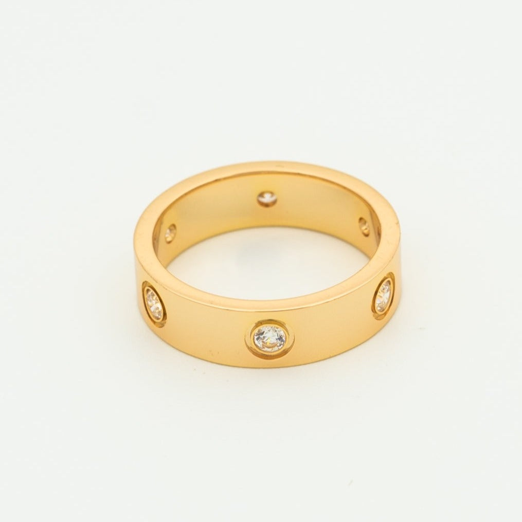 [LUCKY LOVE]LOVE RING 5.5MM 6 DIAMONDS PINK GOLD