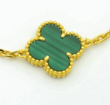 [LUCKY LOVE] CLOVER 5 MOTIF MALACHITE BRACELET COLLECTION