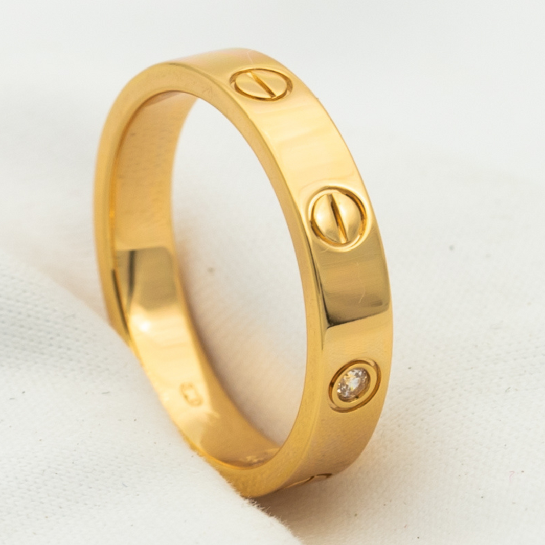 [LUCKY LOVE]LOVE RING 4MM 1 DIAMOND PINK GOLD