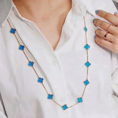 [LUCKY LOVE]CLOVER 20 MOTIFS TURQUOISE GOLD