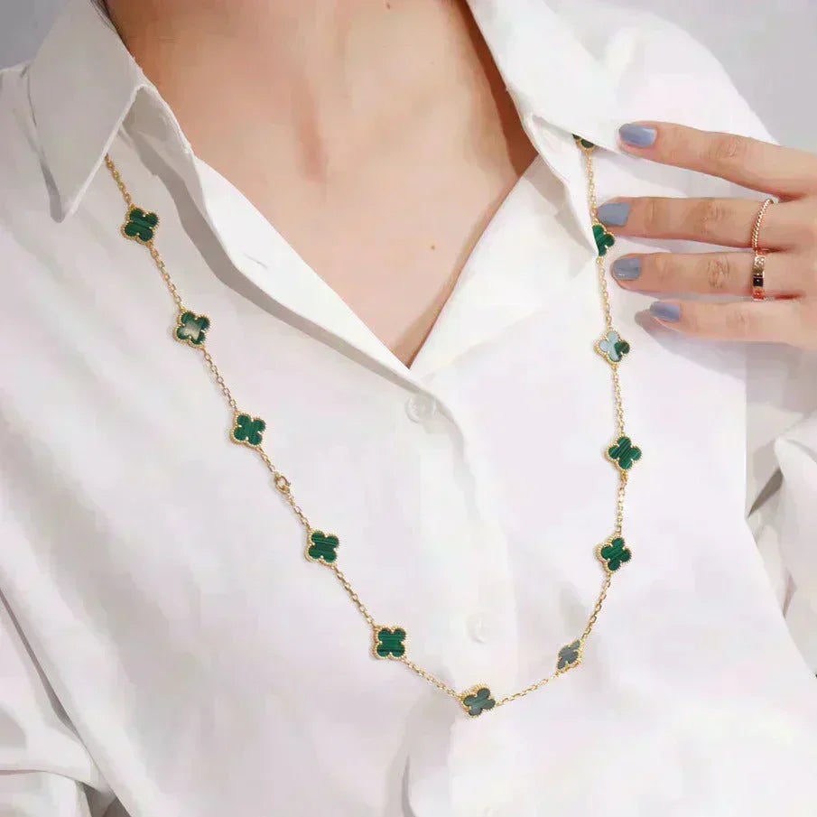 [LUCKY LOVE]CLOVER 20 MOTIFS MALACHITE GOLD