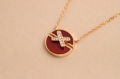 [LUCKY LOVE]JEUX DE PINK GOLD DIAMOND NECKLACE