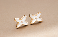 [LUCKY LOVE]JEUX DE WHITE MOP PINK GOLD DIAMOND EARRINGS