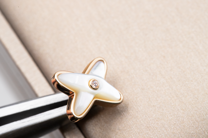 [LUCKY LOVE]JEUX DE WHITE MOP PINK GOLD DIAMOND EARRINGS