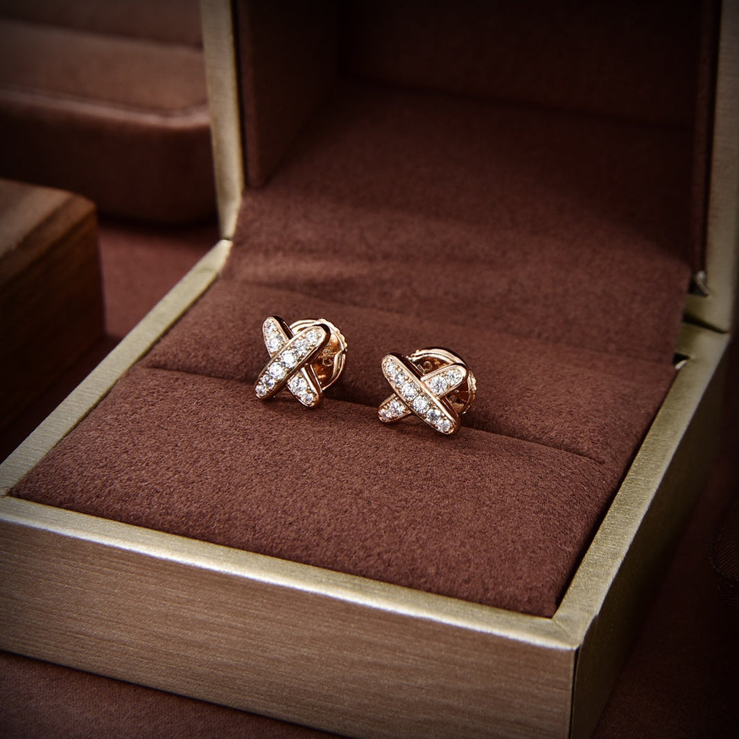 [LUCKY LOVE]JEUX DE GOLD DIAMOND EARRINGS