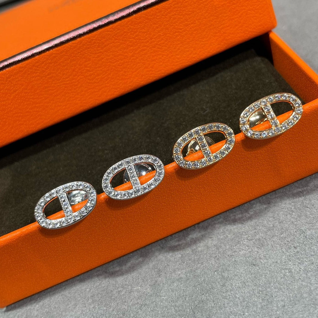 [LUCKY LOVE]HM FULL DIAMOND PIG NOSE STUD EARRINGS