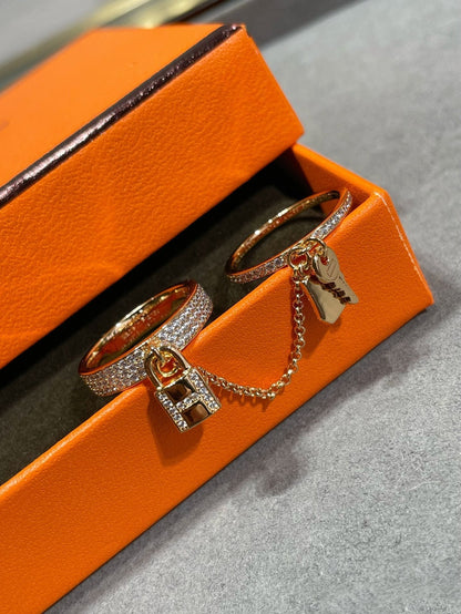 [LUCKY LOVE]HM KELLY CLOCHETTE DOUBLE RING IN  WITH DIAMONDS
