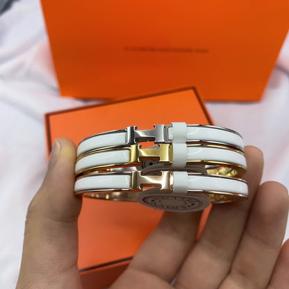 [LUCKY LOVE]CLASSIC HM CLIC WHITE 8MM ENAMEL BRACELET