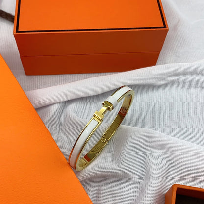 [LUCKY LOVE]CLASSIC HM CLIC WHITE 8MM ENAMEL BRACELET