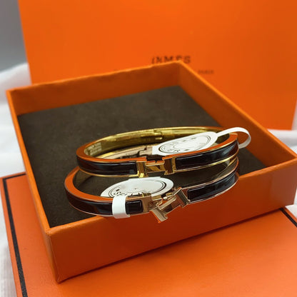[LUCKY LOVE]CLASSIC HM CLIC BLACK 8MM ENAMEL BRACELET
