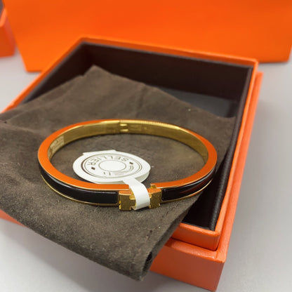 [LUCKY LOVE]CLASSIC HM CLIC BLACK 8MM ENAMEL BRACELET