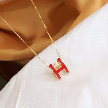 [LUCKY LOVE]HM CLIC RED ENAMEL GOLD NECKLACE