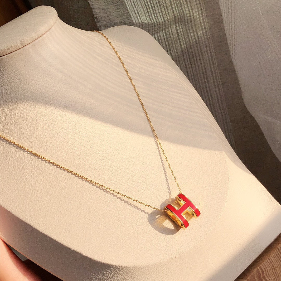 [LUCKY LOVE]HM CLIC RED ENAMEL GOLD NECKLACE