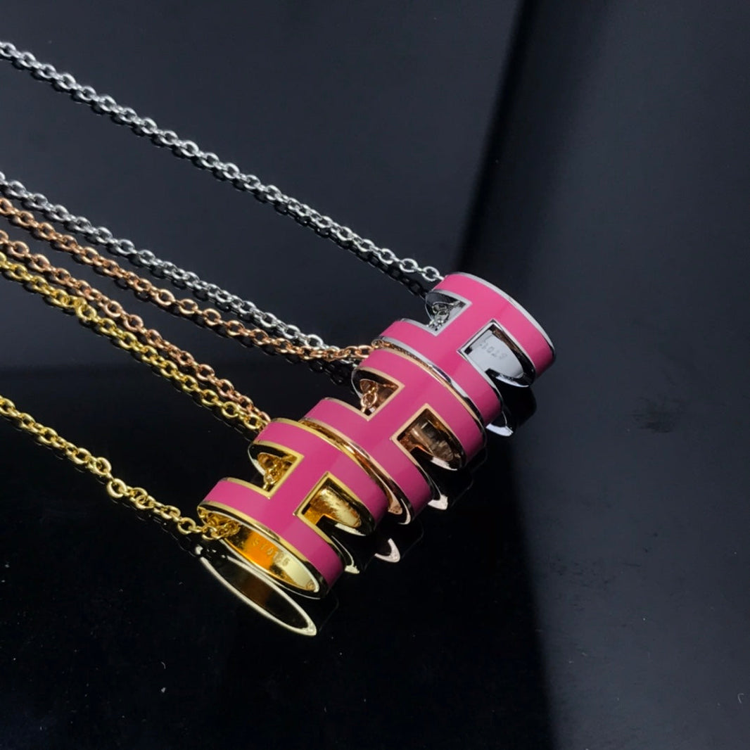 [LUCKY LOVE]H NECKLACE PINK