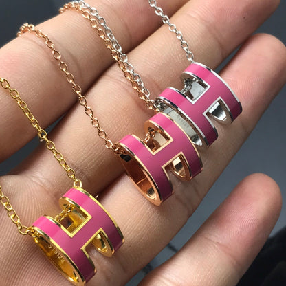 [LUCKY LOVE]H NECKLACE PINK