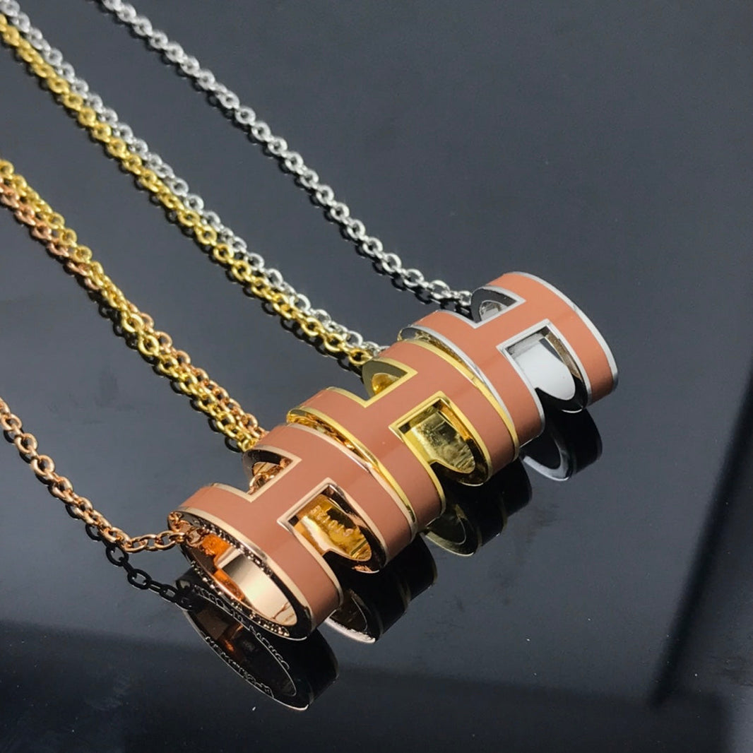 [LUCKY LOVE]H NECKLACE BROWN