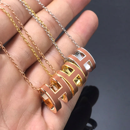 [LUCKY LOVE]H NECKLACE BROWN