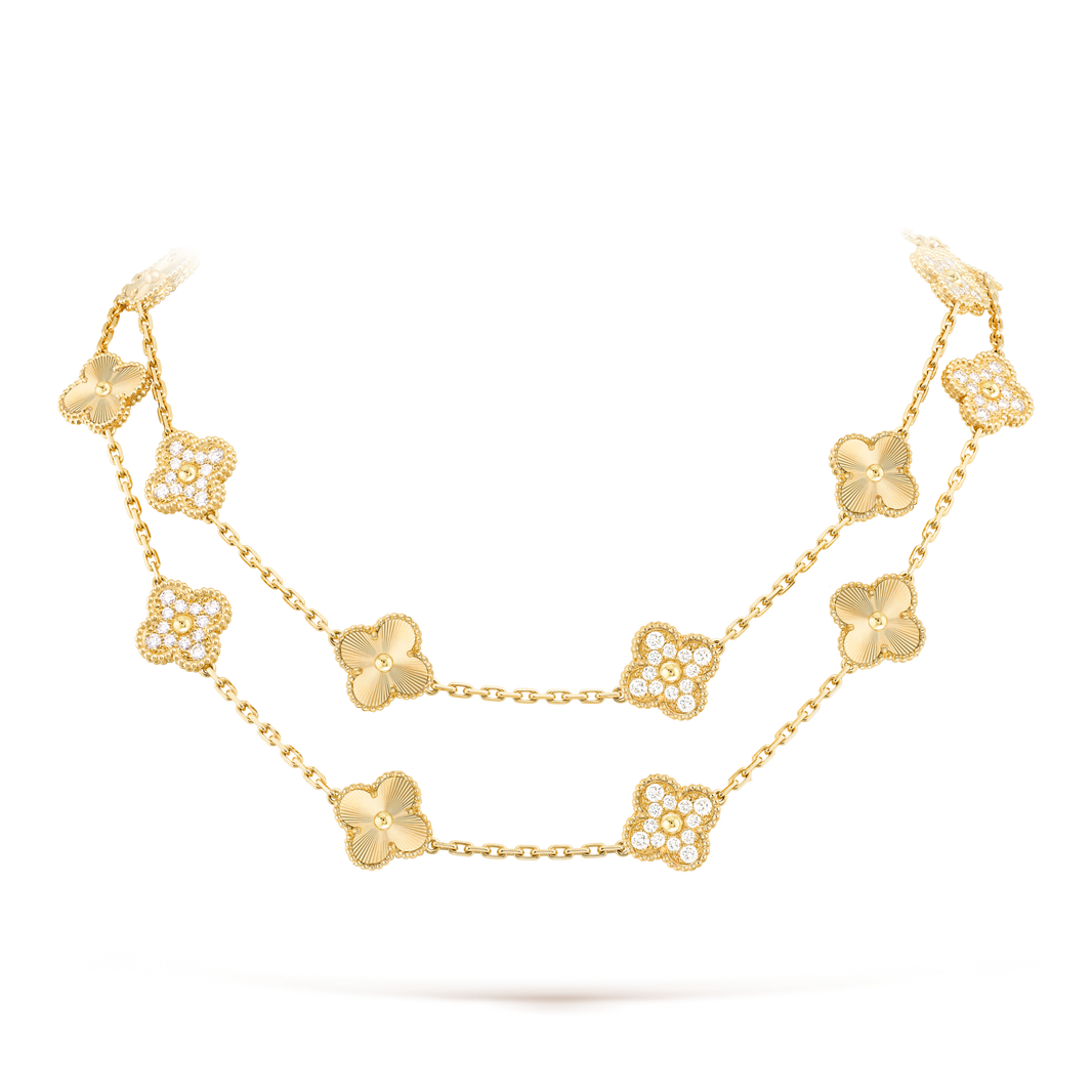 [LUCKY LOVE]CLOVER 20 MOTIFS LASER DIAMOND NECKLACE
