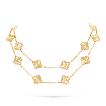 [LUCKY LOVE]CLOVER 20 MOTIFS LASER DIAMOND NECKLACE